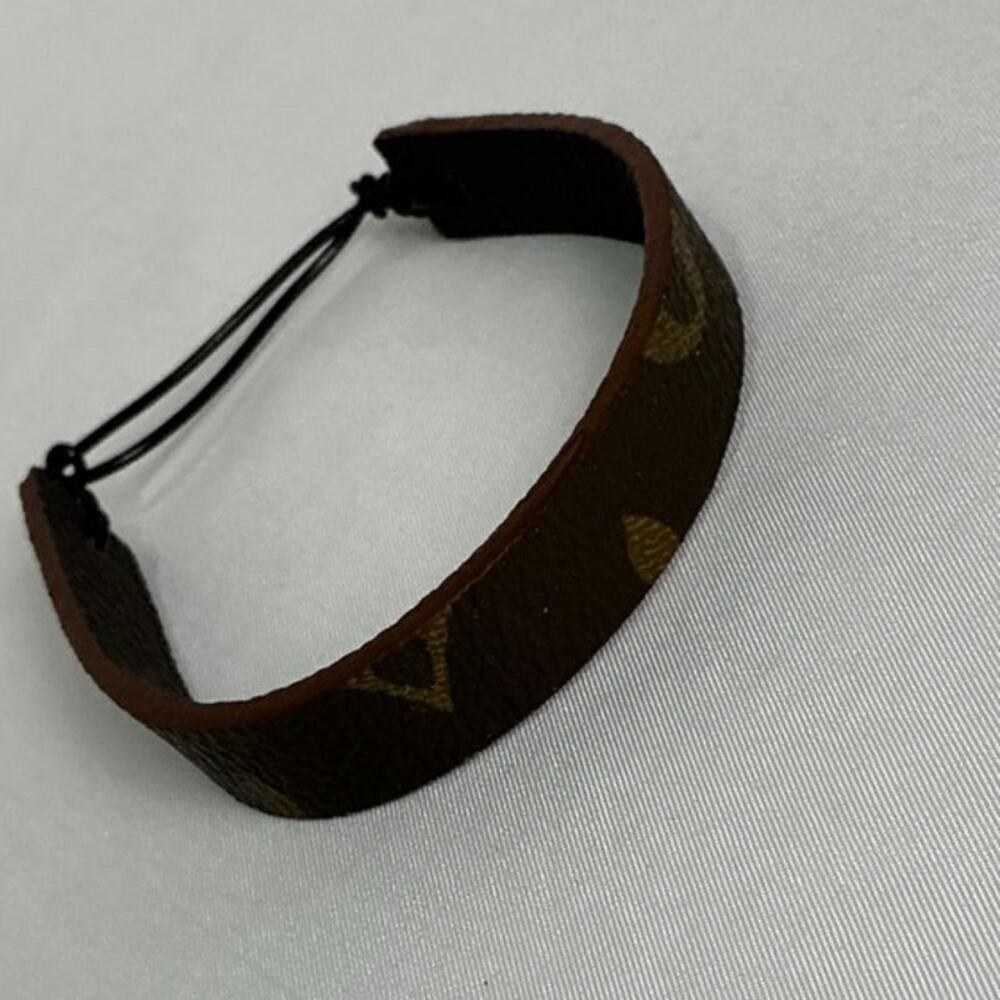 Louis Vuitton Monogram Slide Leather Bracelet Dark Brown Soft Pebble